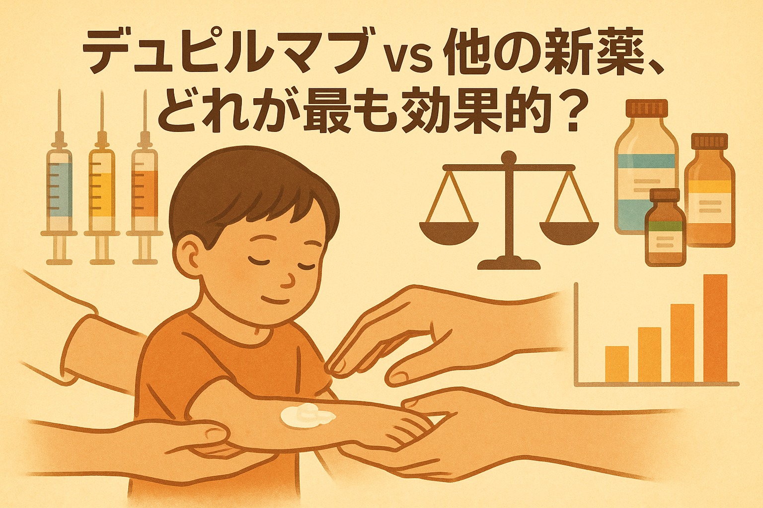 小児アトピー性皮膚炎:デュピルマブvs他の新薬、どれが最も効果的?
